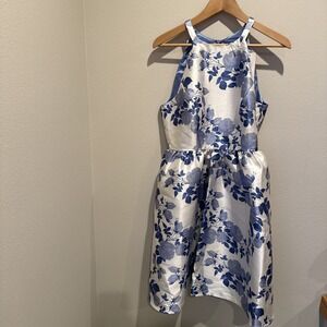 NWT Wendy Bird Size 10 Women's Floral Summer Dress Blue White Fit And Flare